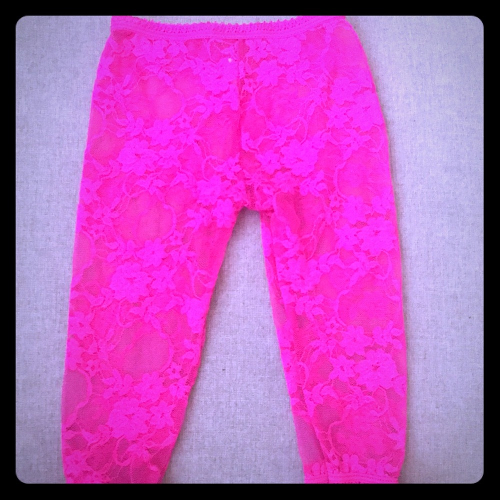 Pink lace leggings
